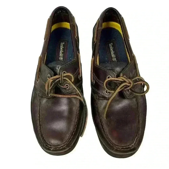 Timberland Men's Brown Leather 2-Eye Boat Shoes Size 9 Casual - Picture 2 of 13